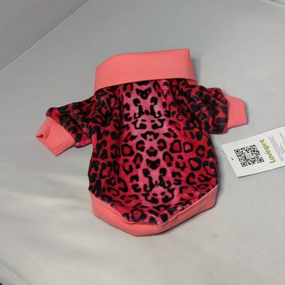Lovinpet Pink Animal Print Fleece Dog Sweater